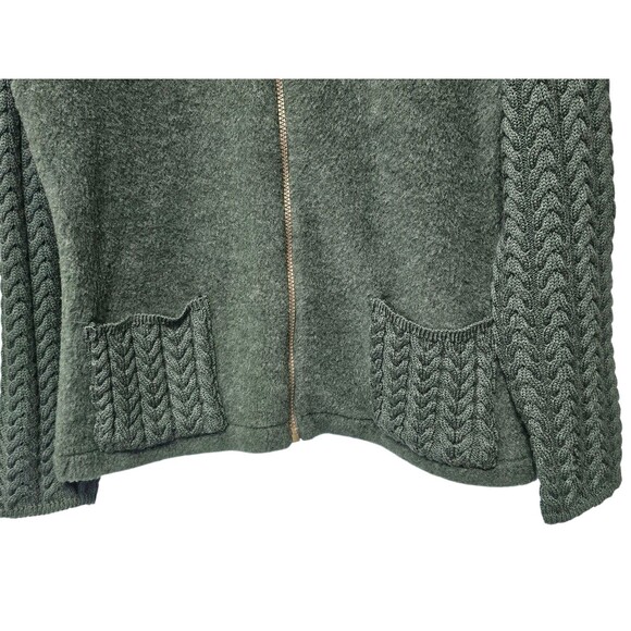 Barbour Womens Cardigan Size 14 Soft Cable Knit Full Zip Sweater 100% Wool Green - Picture 15 of 16